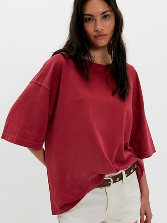 NWT We The Free Perfect Oversized Tee in Retro Red - Size Small - Picture 2 of 12